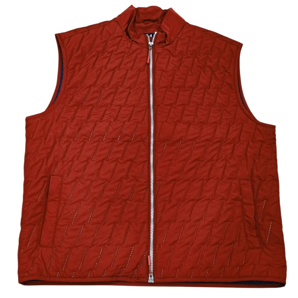 Johnnie-O Quilted Vest Men's Large Red Full Zip Golf Performance Jacket